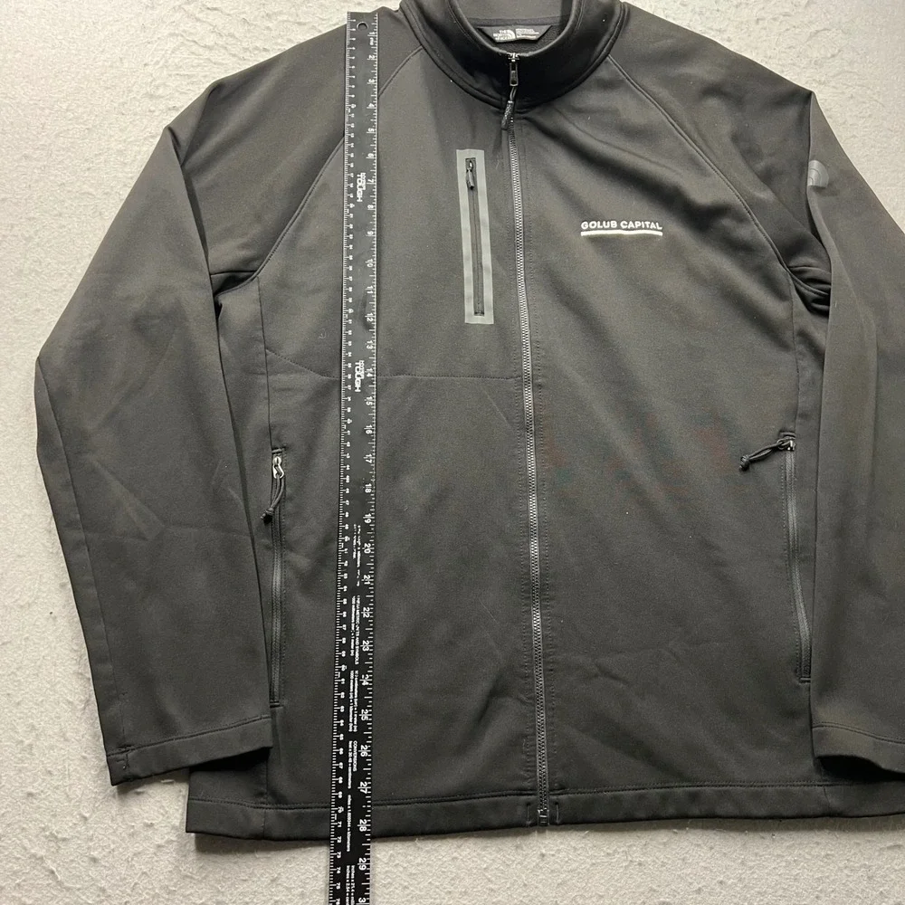 The North Face Mens Large Black Full Zip Softshell Jacket Golub Capital Logo
